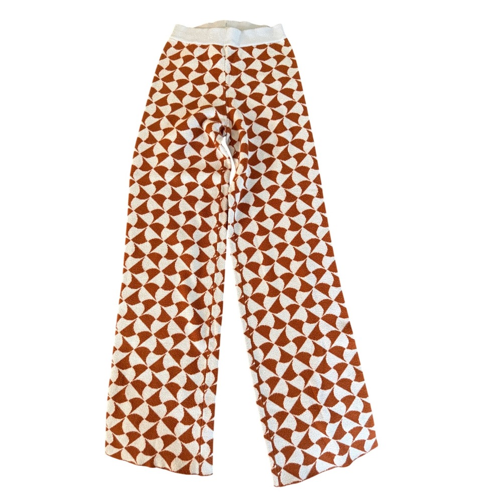 Princess Polly Knit Geometric Print Pants Rust Lilac Size US 2 0884